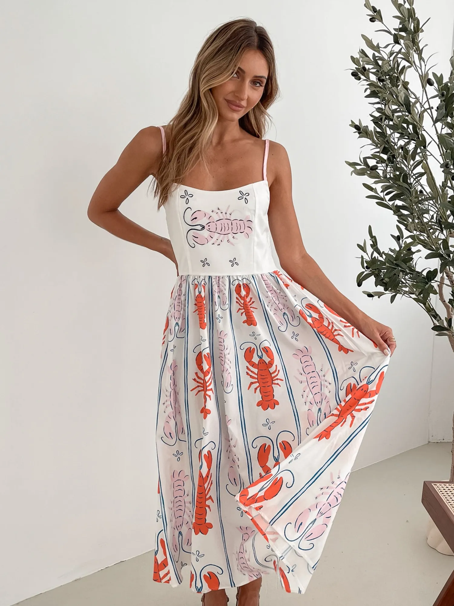 Discount Evania Dress - White Print Maternity Dresses|Midi Dresses