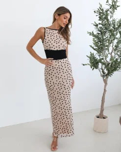 Hot Fabrienne Dress - Beige Spot Spot Dresses|Maxi Dresses