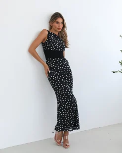 New Fabrienne Dress - Navy Spot Spot Dresses|Maxi Dresses