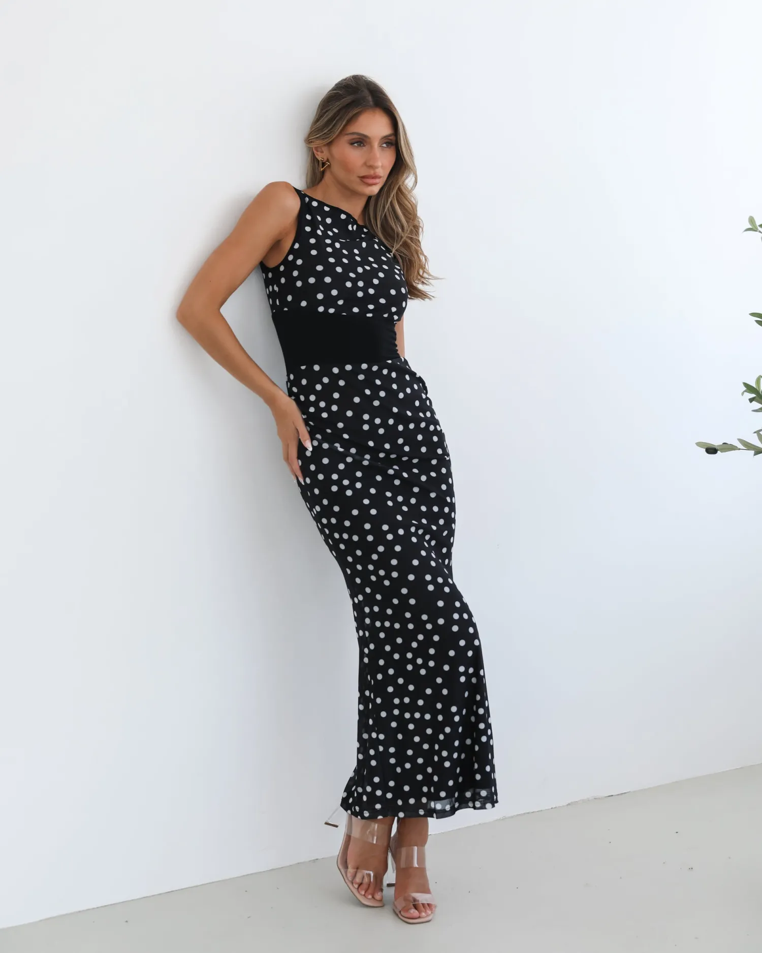 New Fabrienne Dress - Navy Spot Spot Dresses|Maxi Dresses