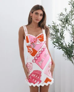 Sale Fiammetta Dress - Pink Print Shift Dresses|Slip Dresses