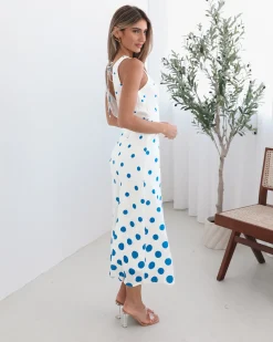 Sale Fiorenza Dress - Blue Spot Spot Dresses|Midi Dresses