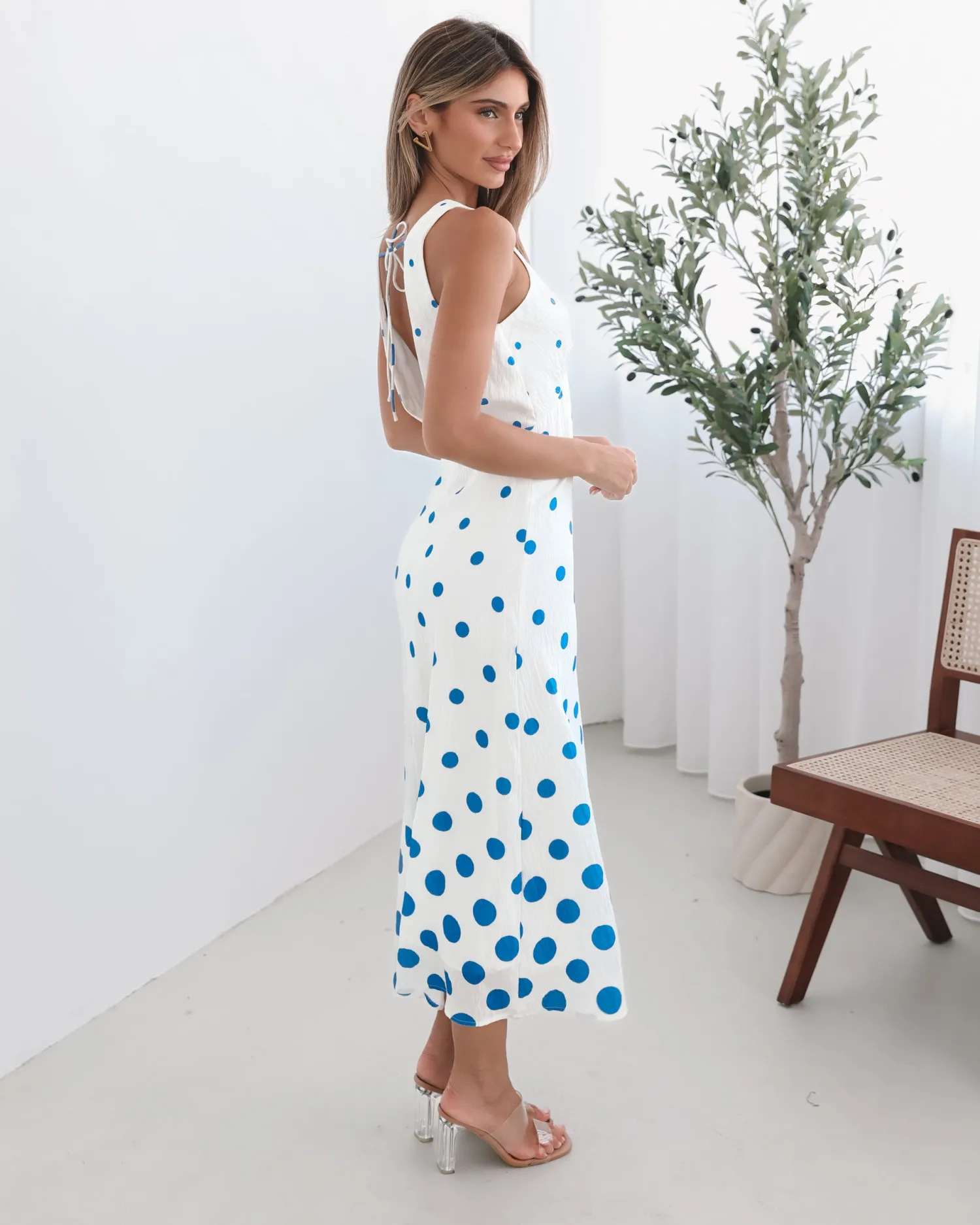 Sale Fiorenza Dress - Blue Spot Spot Dresses|Midi Dresses