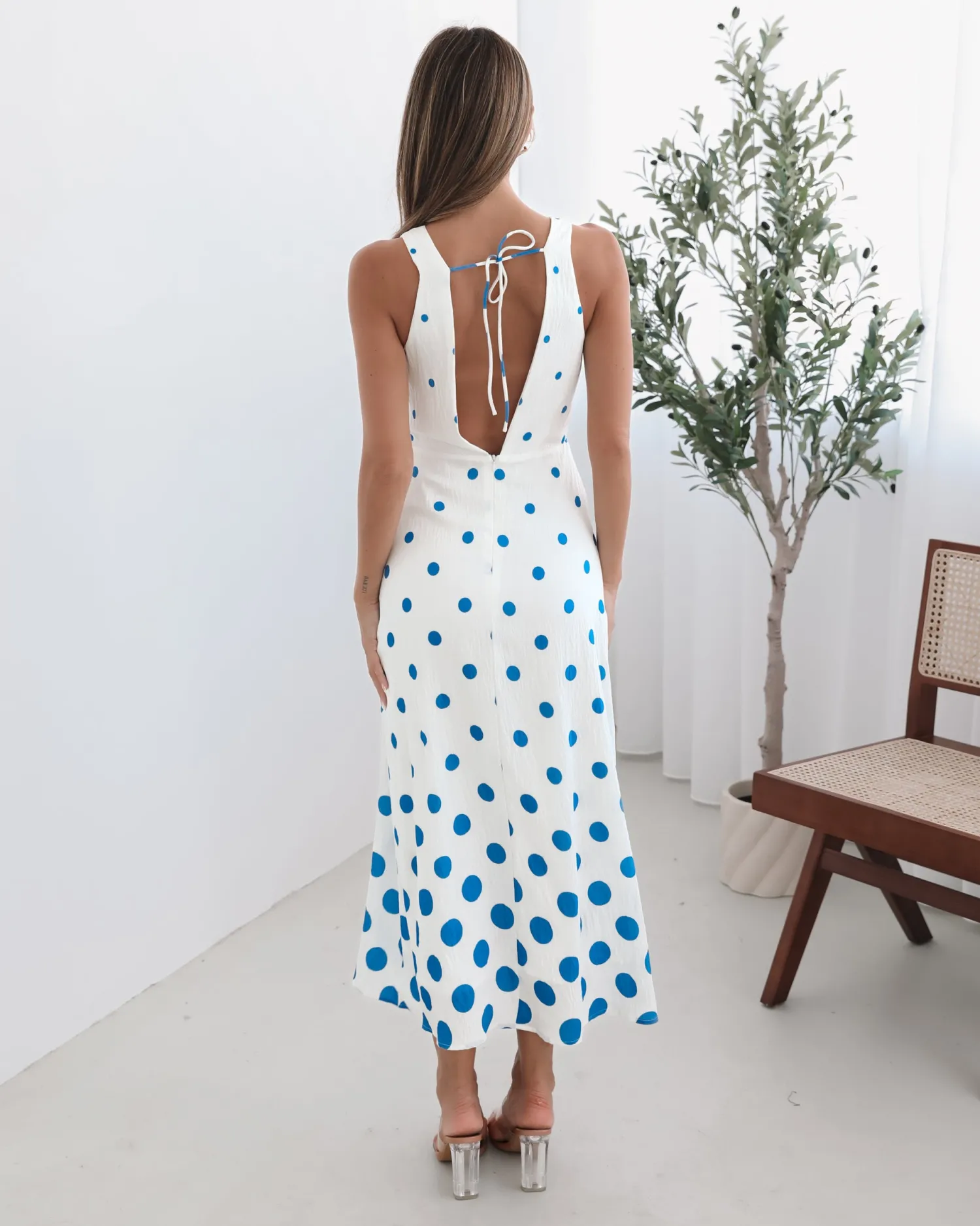 Sale Fiorenza Dress - Blue Spot Spot Dresses|Midi Dresses