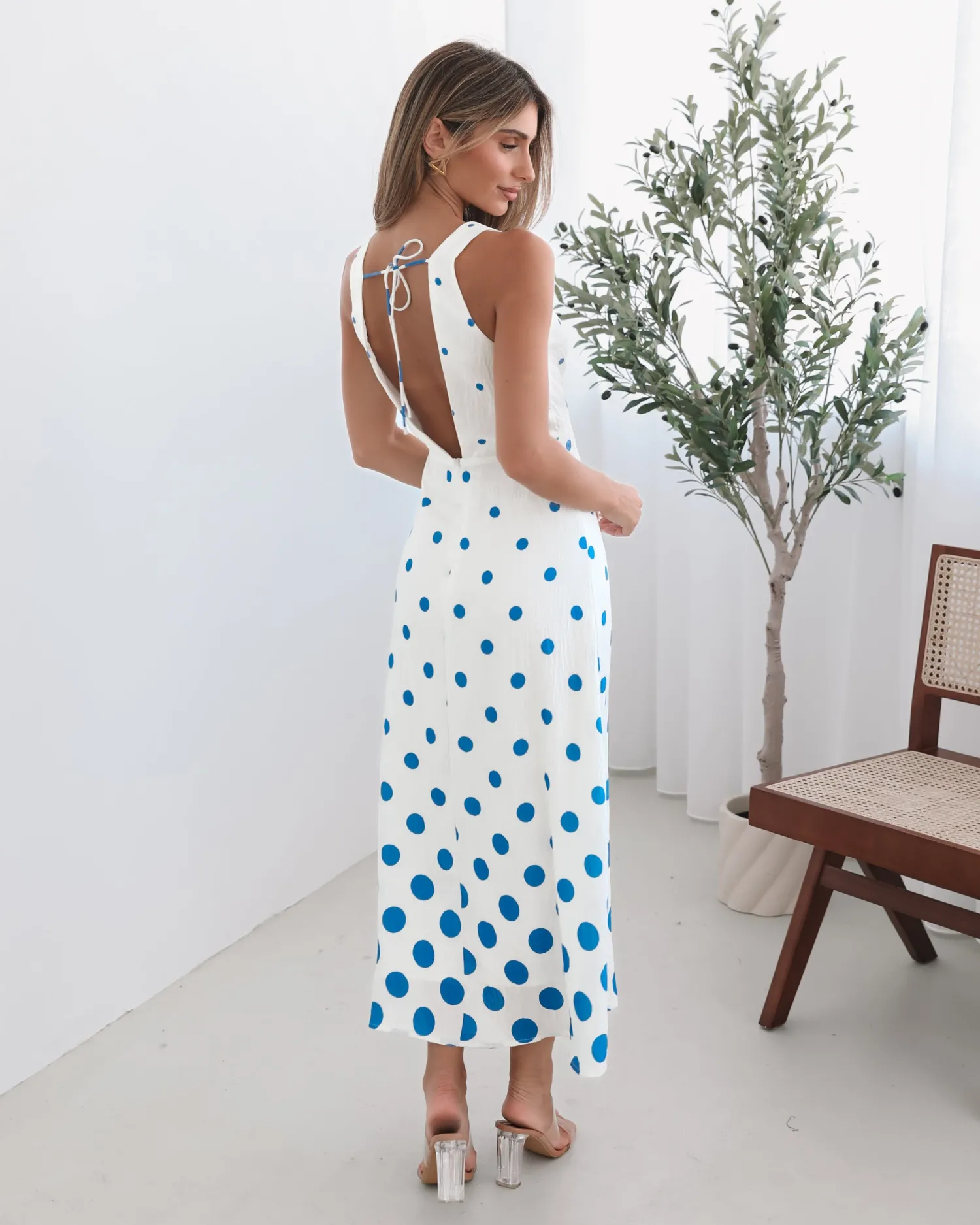 Sale Fiorenza Dress - Blue Spot Spot Dresses|Midi Dresses