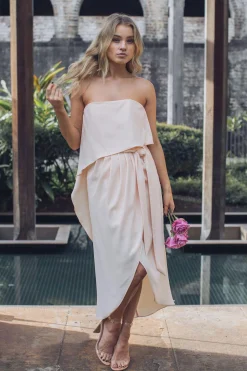 Sale Fleur Strapless Dress - Apricot Strapless Dresses|Curve Dresses