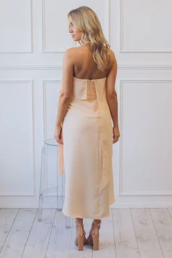 Sale Fleur Strapless Dress - Apricot Strapless Dresses|Curve Dresses