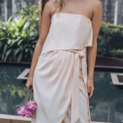 Sale Fleur Strapless Dress - Apricot Strapless Dresses|Curve Dresses