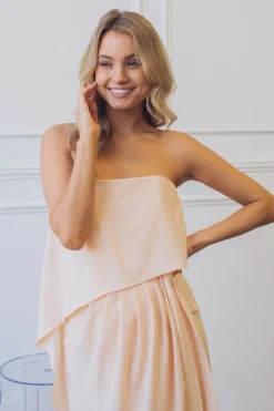Sale Fleur Strapless Dress - Apricot Strapless Dresses|Curve Dresses