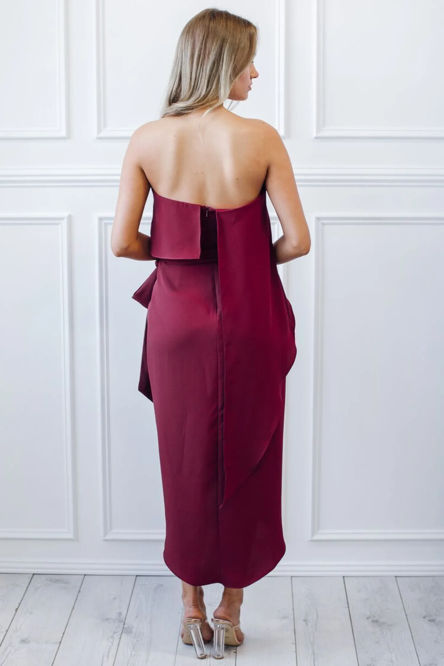 Hot Fleur Strapless Dress - Burgundy Strapless Dresses|Curve Dresses