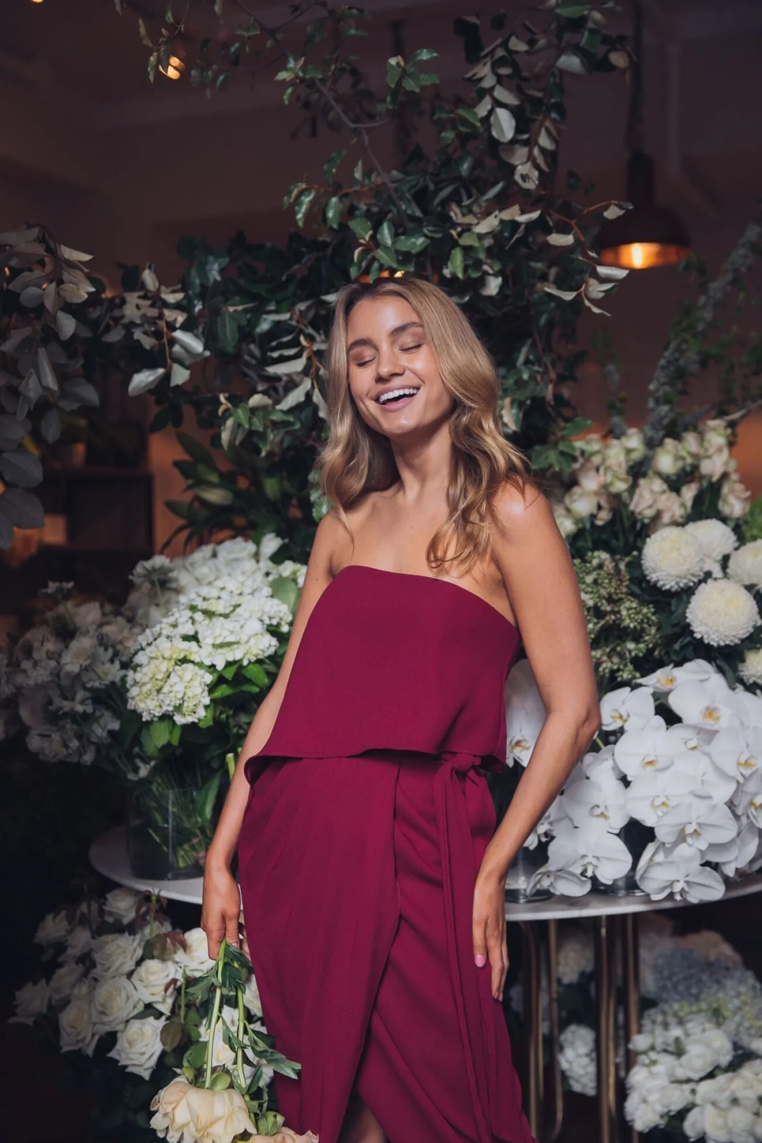Hot Fleur Strapless Dress - Burgundy Strapless Dresses|Curve Dresses