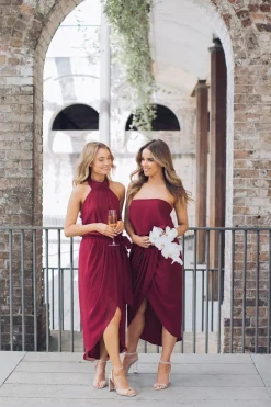 Hot Fleur Strapless Dress - Burgundy Strapless Dresses|Curve Dresses