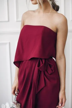 Hot Fleur Strapless Dress - Burgundy Strapless Dresses|Curve Dresses