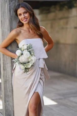 Discount Fleur Strapless Dress - Champagne Strapless Dresses|Curve Dresses