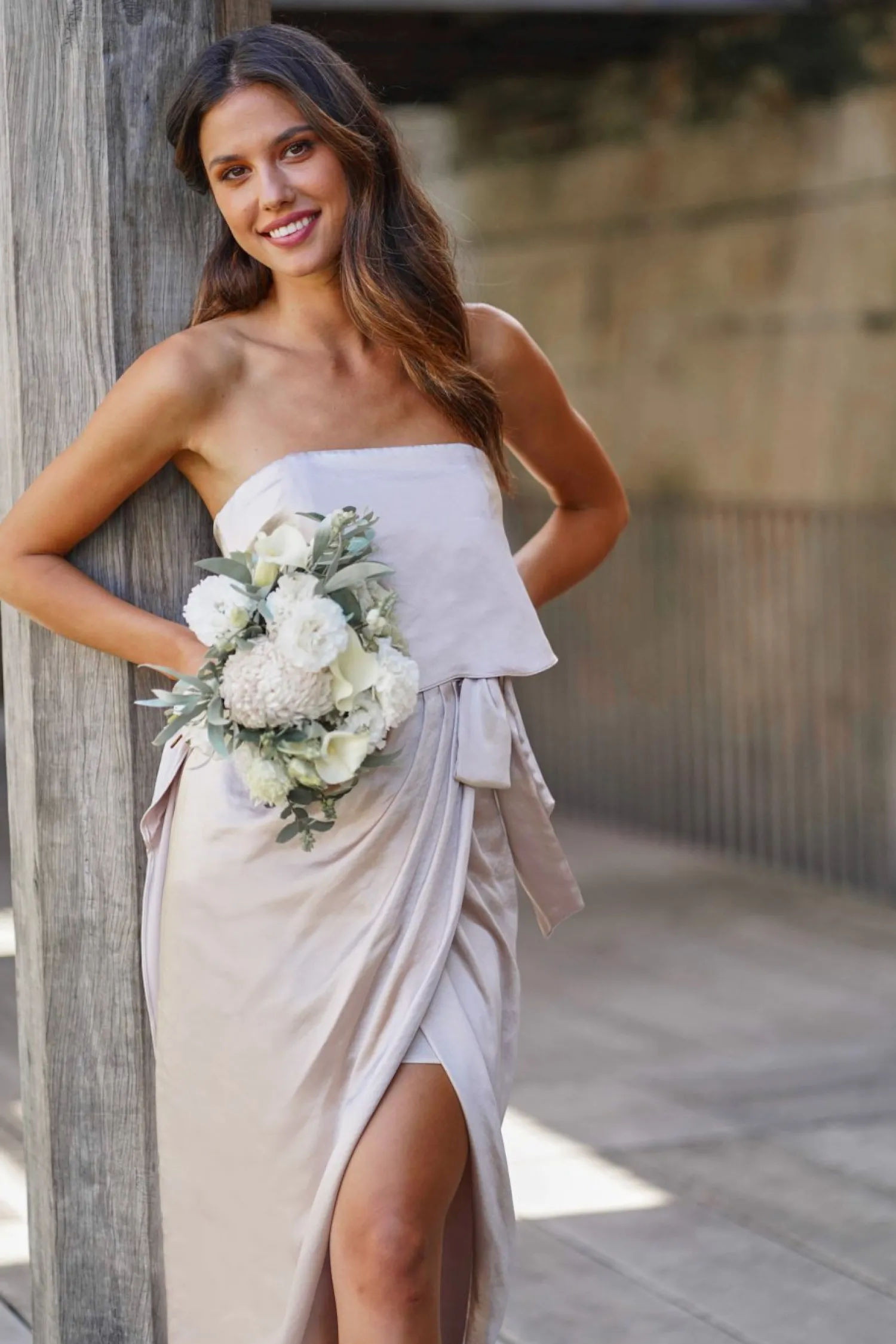 Discount Fleur Strapless Dress - Champagne Strapless Dresses|Curve Dresses