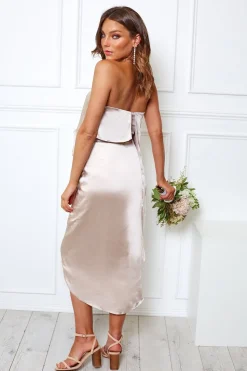 Discount Fleur Strapless Dress - Champagne Strapless Dresses|Curve Dresses