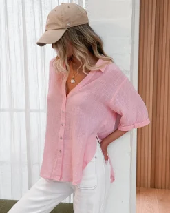 Online Fraise Top - Pink Basic Tops|Casual Tops