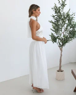 Online Francille Dress - White Satin Dresses|Maxi Dresses