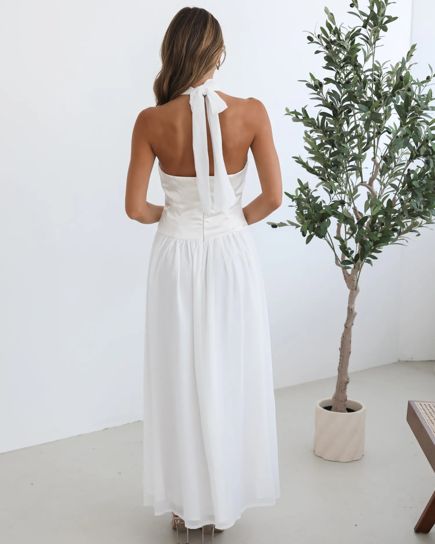 Online Francille Dress - White Satin Dresses|Maxi Dresses
