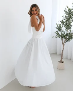 Online Francille Dress - White Satin Dresses|Maxi Dresses
