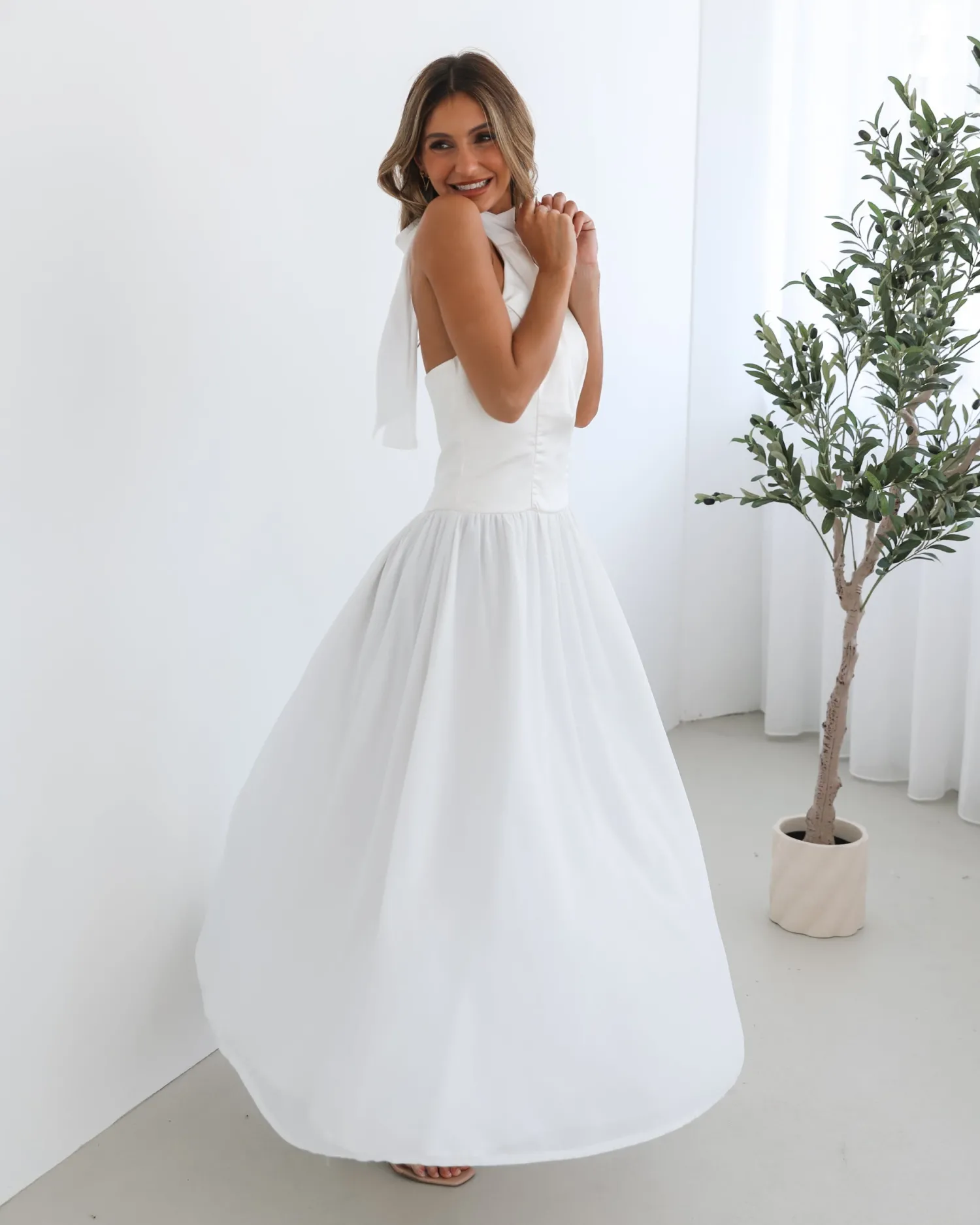 Online Francille Dress - White Satin Dresses|Maxi Dresses