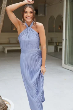 Discount Galilee Dress - Cornflour Satin Dresses|Halter Dresses