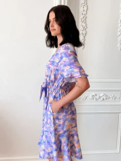 Clearance Gimlee Dress - Purple Print Curve Dresses|Maternity Dresses