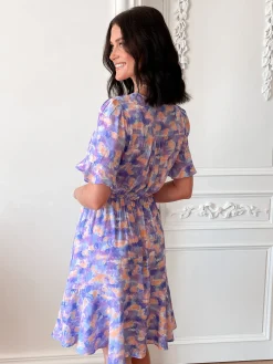 Clearance Gimlee Dress - Purple Print Curve Dresses|Maternity Dresses