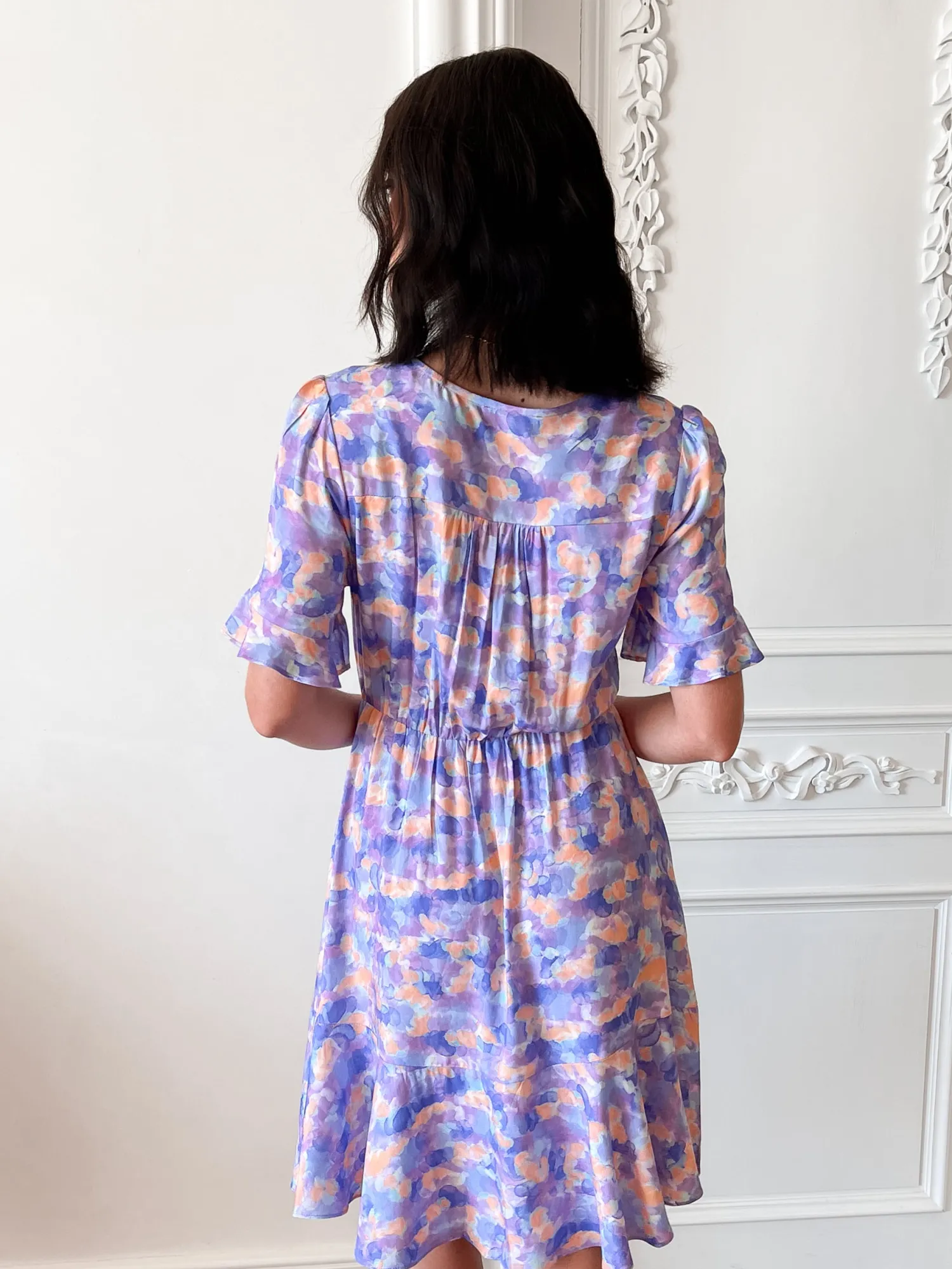 Clearance Gimlee Dress - Purple Print Curve Dresses|Maternity Dresses
