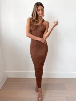 Sale Hellen Knit Dress - Light Chocolate Knit Dresses|Maternity Dresses