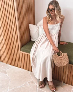 New Ilyndra Dress - Beige Multi Curve Dresses|Maternity Dresses