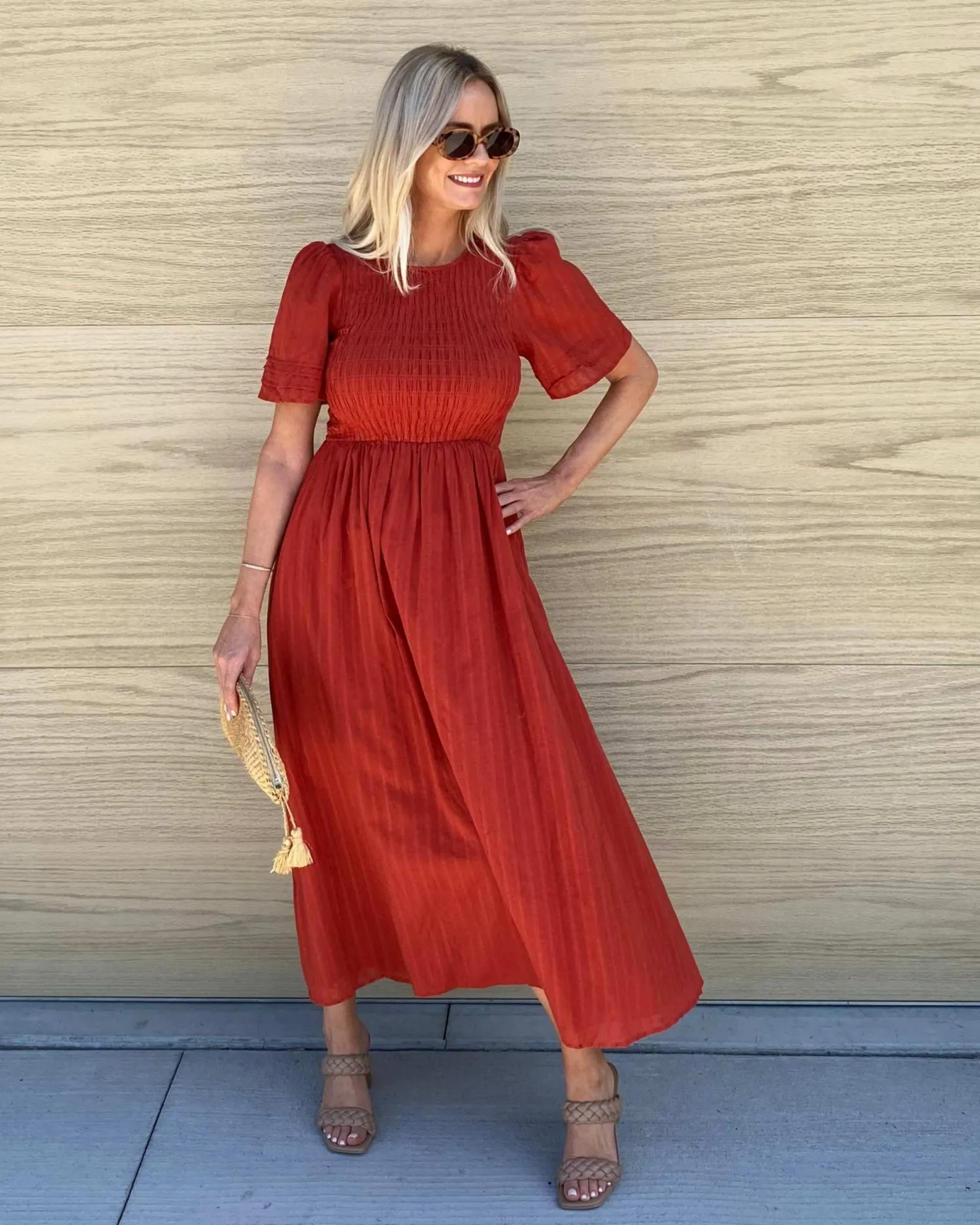 Hot Iolana Dress - Rust Maternity Dresses|Midi Dresses