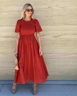 Hot Iolana Dress - Rust Maternity Dresses|Midi Dresses