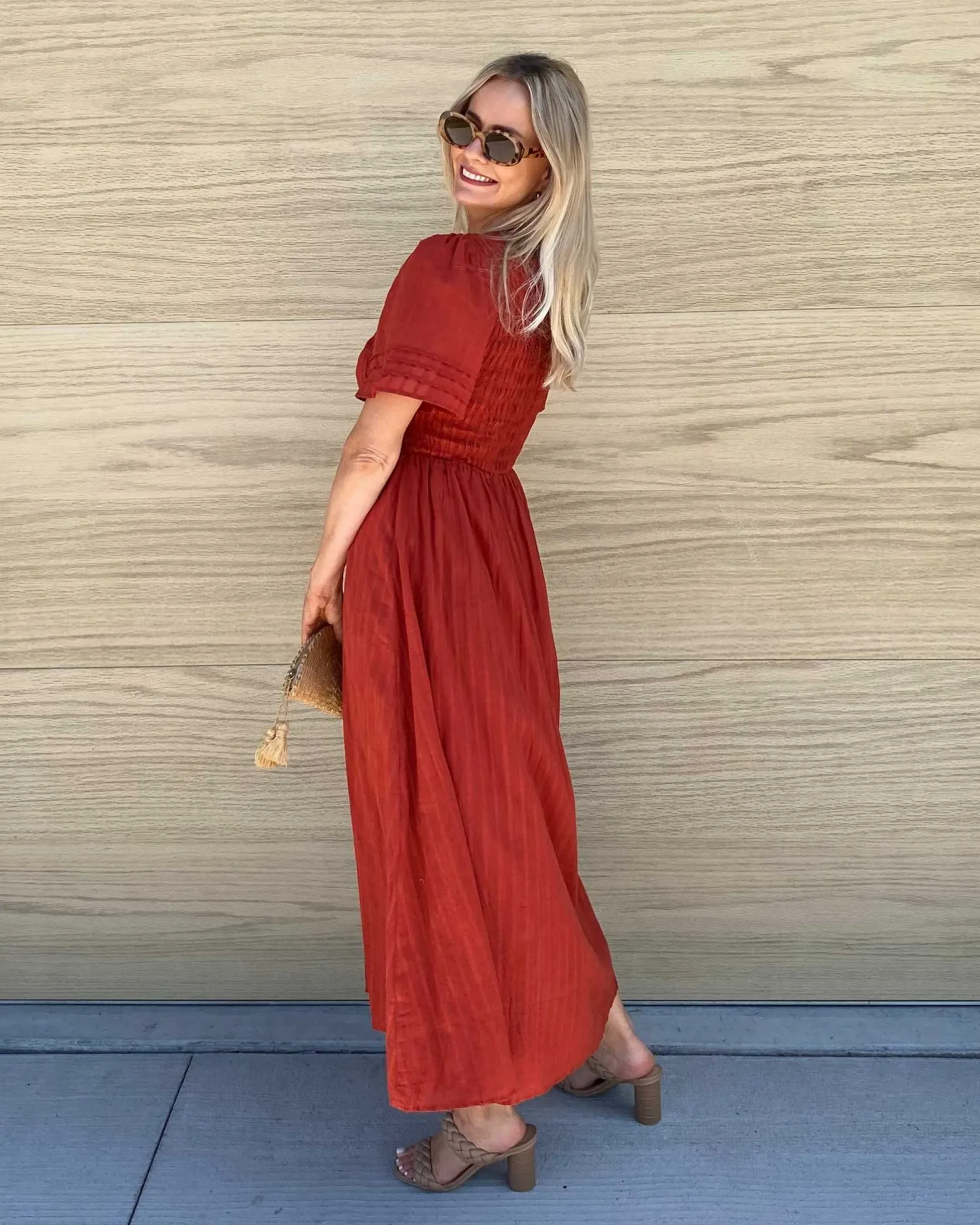 Hot Iolana Dress - Rust Maternity Dresses|Midi Dresses