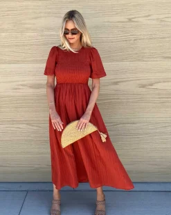 Hot Iolana Dress - Rust Maternity Dresses|Midi Dresses