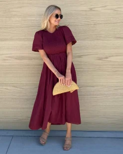 Sale Iolana Dress - Wine Maternity Dresses|Midi Dresses