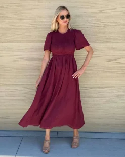 Sale Iolana Dress - Wine Maternity Dresses|Midi Dresses