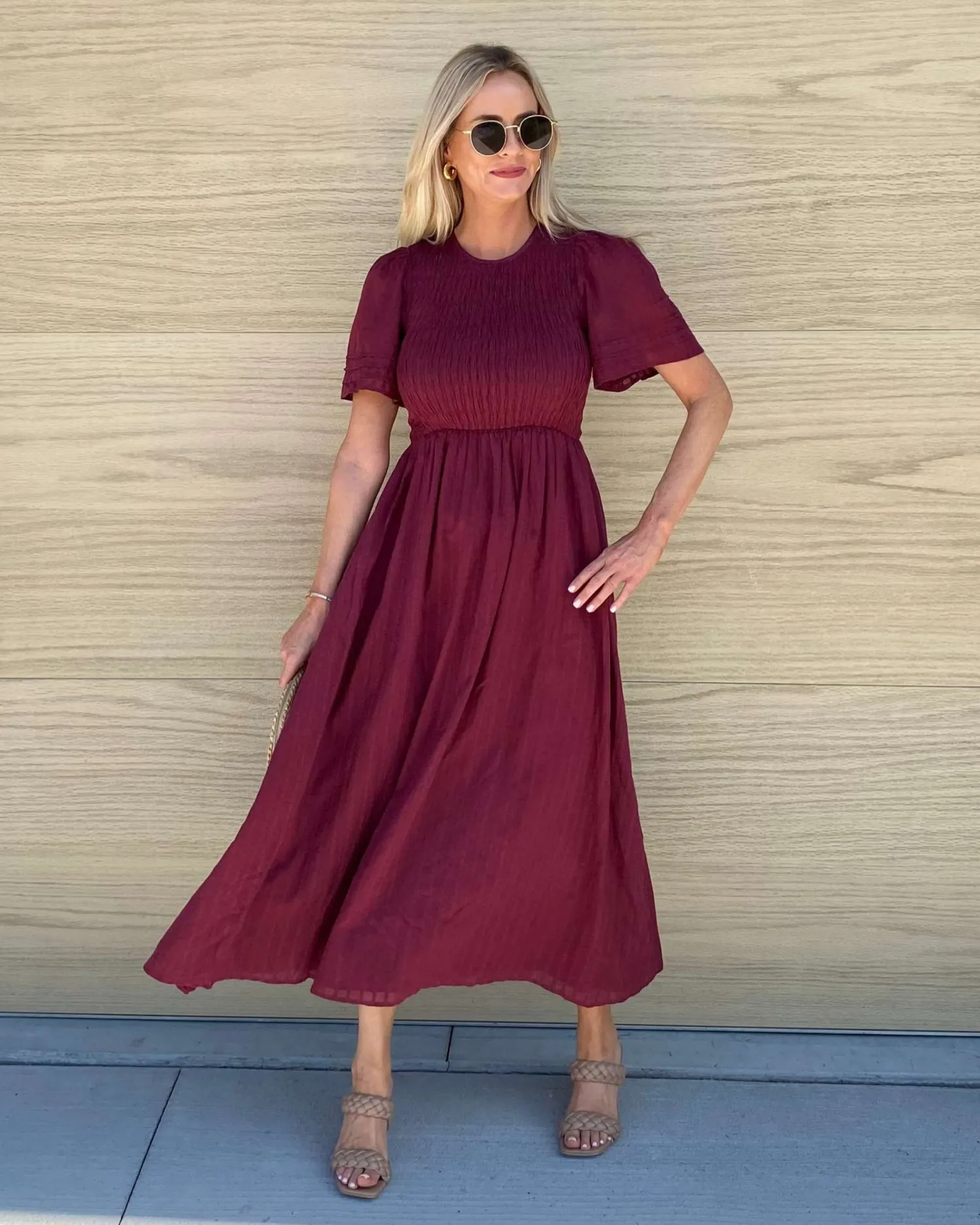 Sale Iolana Dress - Wine Maternity Dresses|Midi Dresses