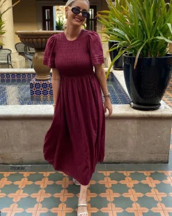 Sale Iolana Dress - Wine Maternity Dresses|Midi Dresses