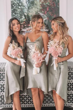 Hot Jessica Dress - Khaki Satin Dresses|Curve Dresses