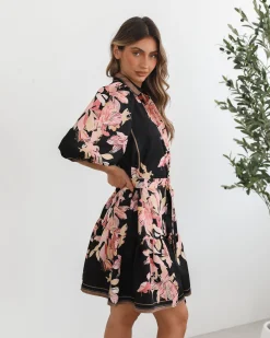 New Jolette Dress - Black Floral Floral Dresses|Shirt Dresses