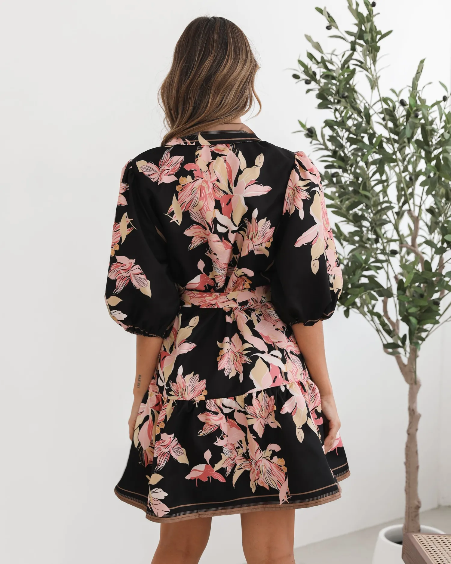 New Jolette Dress - Black Floral Floral Dresses|Shirt Dresses