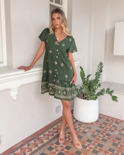 Best Kalea Dress - Khaki Print Curve Dresses|Maternity Dresses