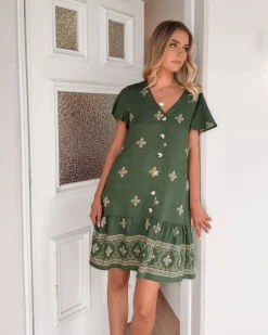 Best Kalea Dress - Khaki Print Curve Dresses|Maternity Dresses