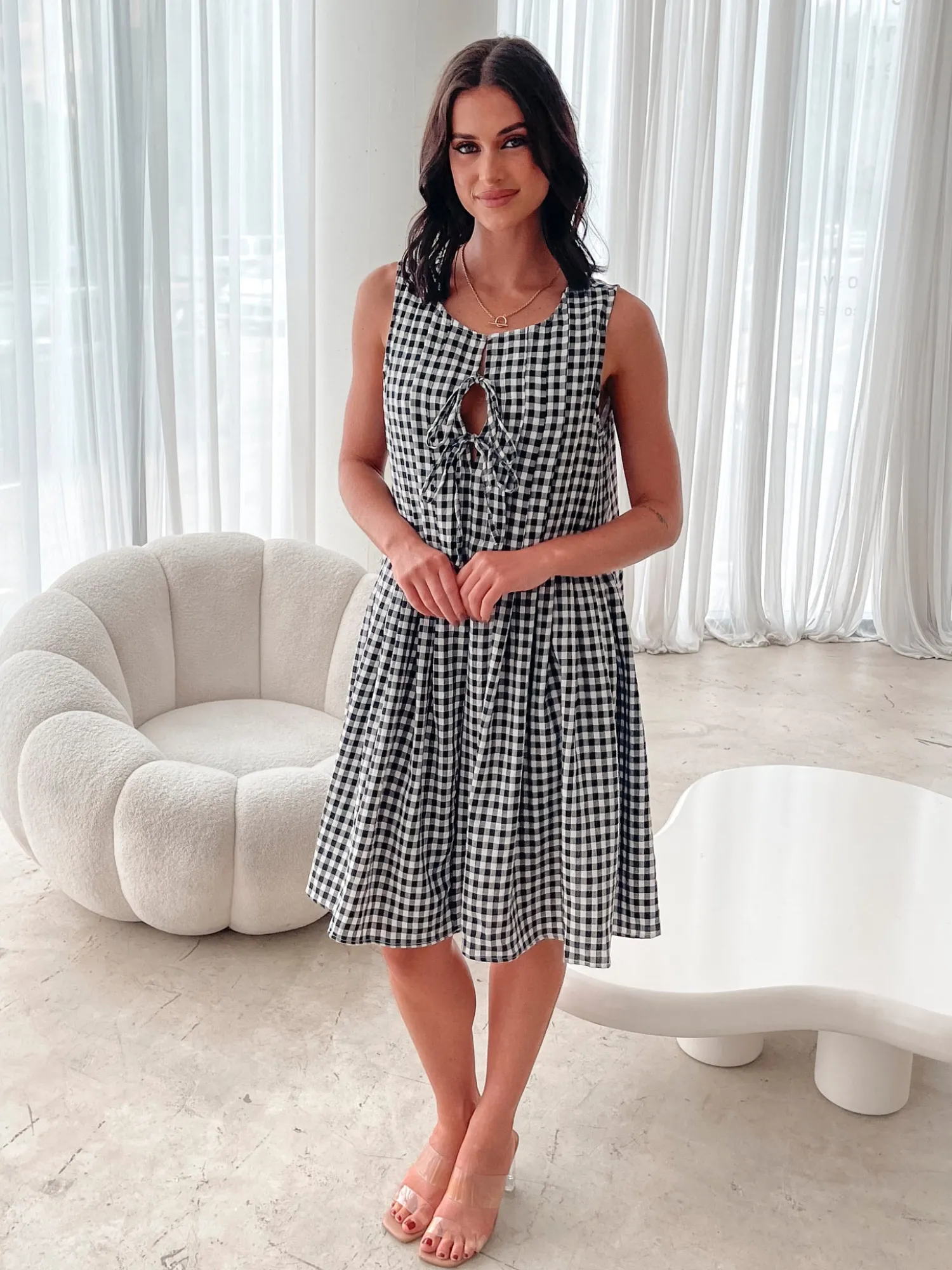 Sale Kearah Dress - Black Gingham Gingham Dresses|Shift Dresses