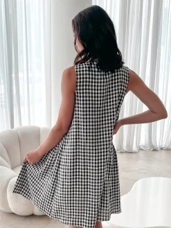 Sale Kearah Dress - Black Gingham Gingham Dresses|Shift Dresses