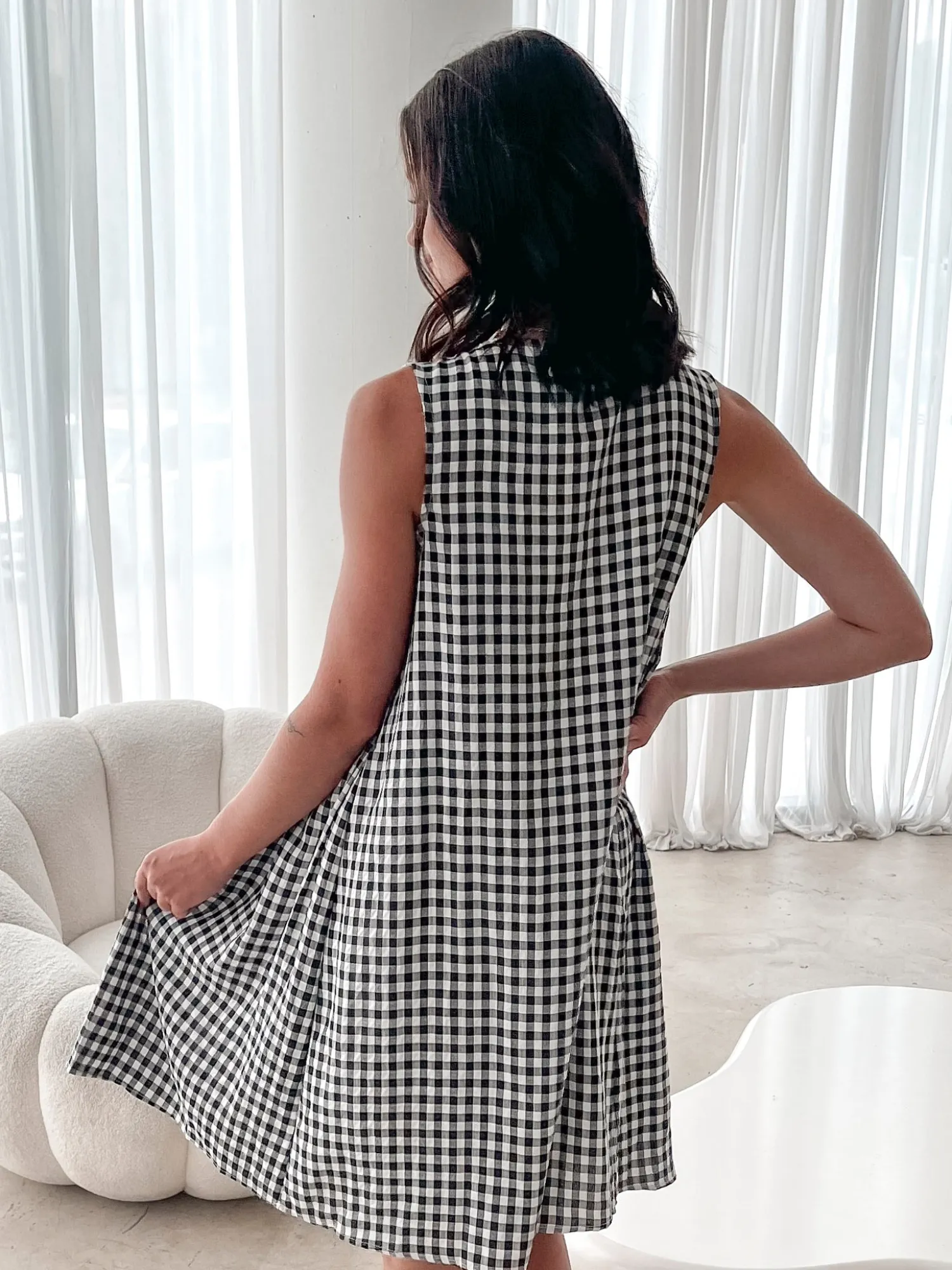 Sale Kearah Dress - Black Gingham Gingham Dresses|Shift Dresses