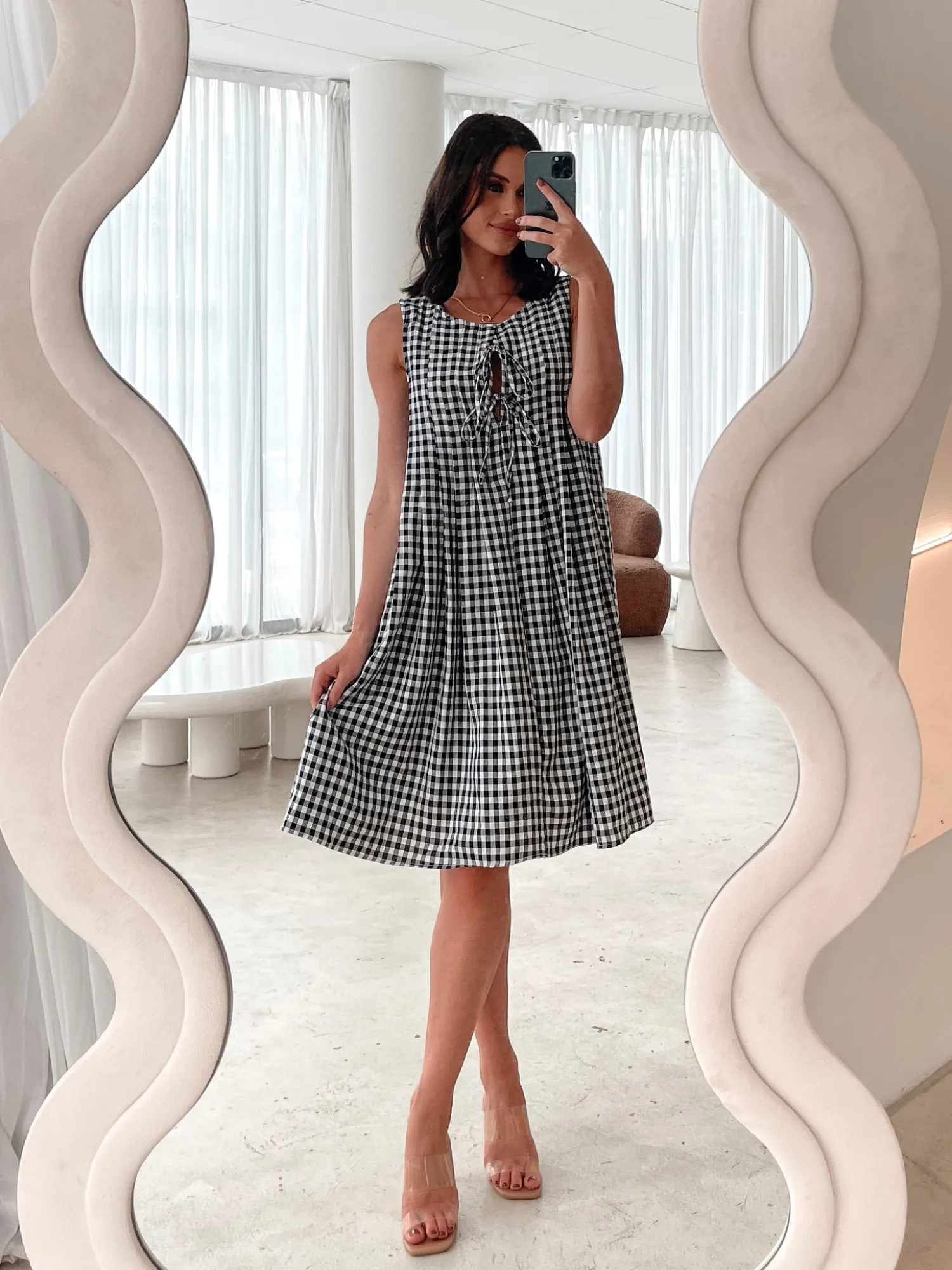 Sale Kearah Dress - Black Gingham Gingham Dresses|Shift Dresses