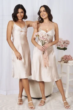 Hot Keke Dress - Champagne Satin Dresses|Slip Dresses