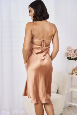 Keke Dress - Rust Satin Dresses|Slip Dresses